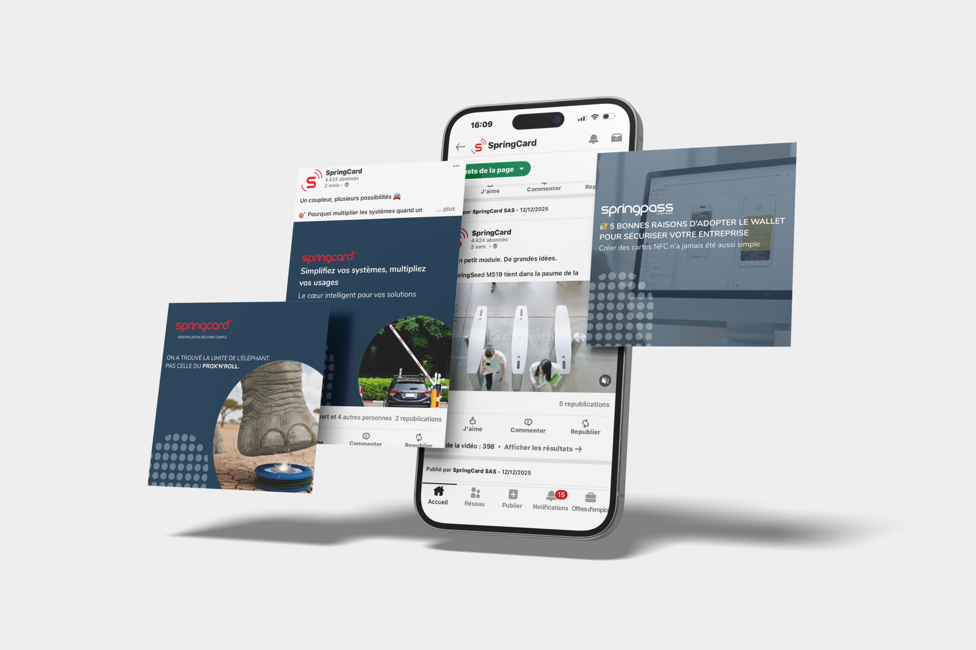 Aperçu du feed réseaux sociaux SpringCard